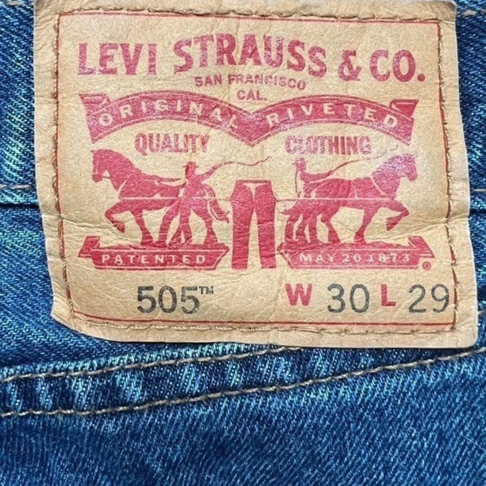 Levis 505 Regular Fit Straight Leg Blue Denim Jeans Mens 30x29